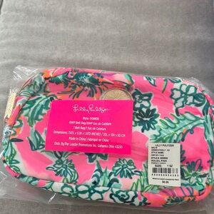 Lilly Pulitzer Pink and Green Floral Pouch
